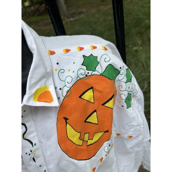 SUN BELT Womens 100% Cotton Collared Halloween Fall Shirt Pumpkin Large Vintage - Picture 4 of 9